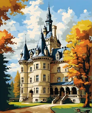 Generic Castles OD - Moszna Castle, Poland (61) - Van-Go Paint-by-Number Kit 50X65cm with Frame