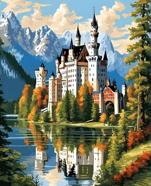 Generic Castles OD - Neuschwanstein Castle, Germany (6) - Van-Go Paint-by-Number Kit 40x50cm with Frame