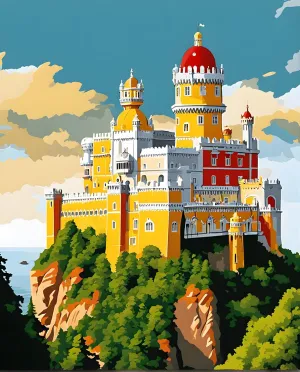 Generic Castles OD - Pena Palace, Portugal (12) - Van-Go Paint-by-Number Kit 40x50cm with Frame