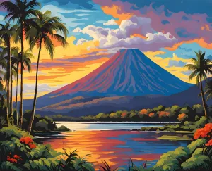 Generic Costa Rica Collection PD (10) - Arenal Volcano National Park - Van-Go Paint-by-Number Kit 40x50cm DIY Frame