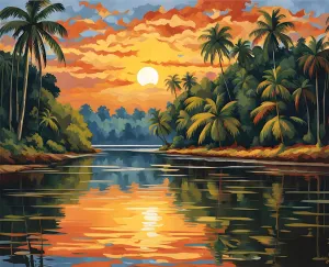 Generic Costa Rica Collection PD (4) - Tortuguero National Park - Van-Go Paint-by-Number Kit 50x65cm DIY Frame