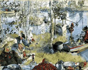 Generic Crayfishing by Carl Larsson PD (13) - Van-Go Paint-by-Number Kit 60x75cm no Frame