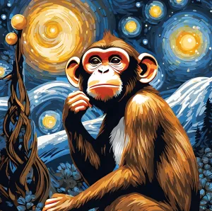 Generic Grumpy Monkey Starry Night PD (7) - Van-Go Paint-by-Number Kit 50x50cm no Frame