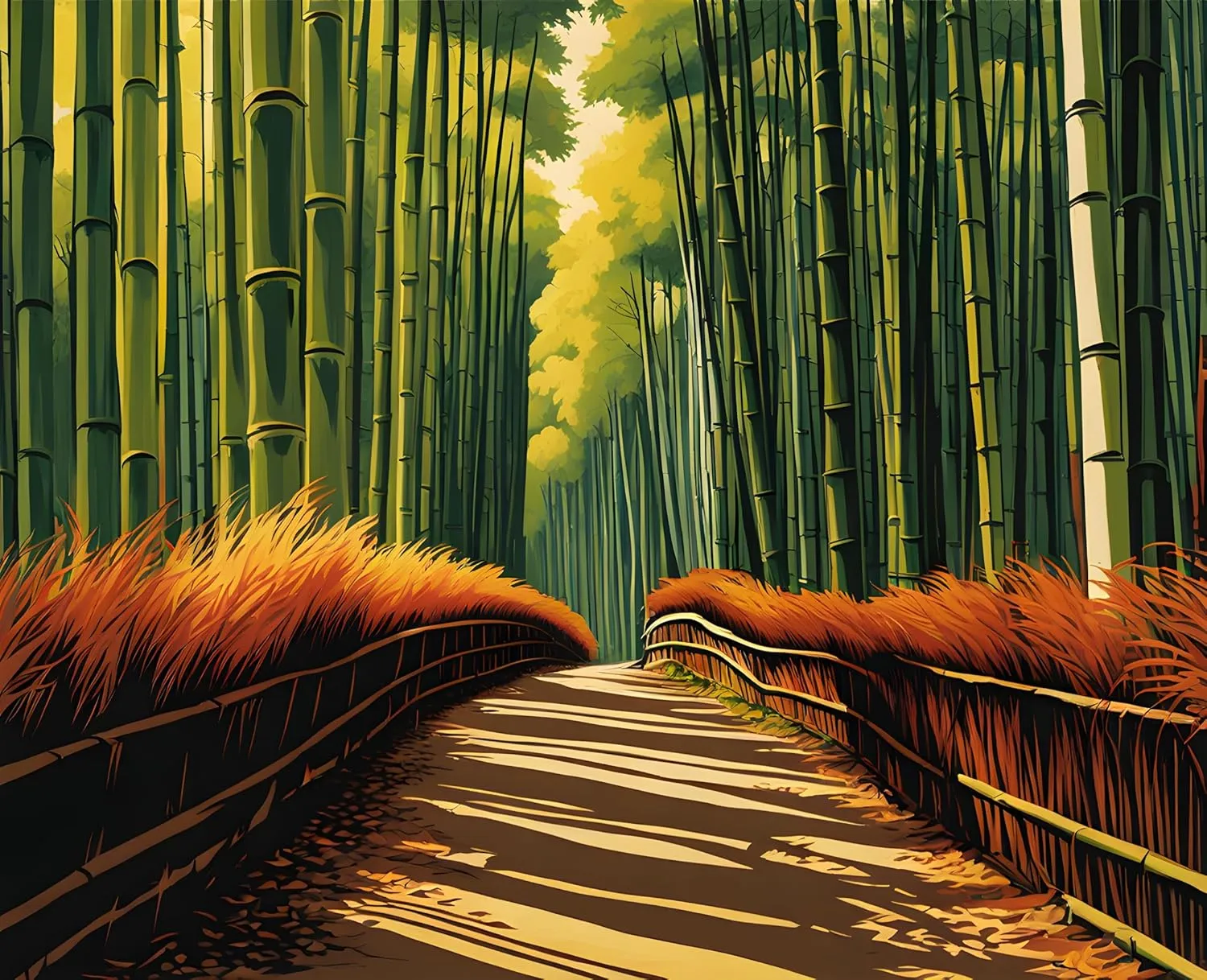 Generic Japan Collection PD (1) - Arashiyama Bamboo Grove, Kyoto - Van-Go Paint-by-Number Kit 50x65cm DIY Frame