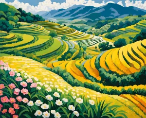 Generic Japan Collection PD (21) - Oyama Rice Terrace, Kamogawa - Van-Go Paint-by-Number Kit 60x75cm no Frame