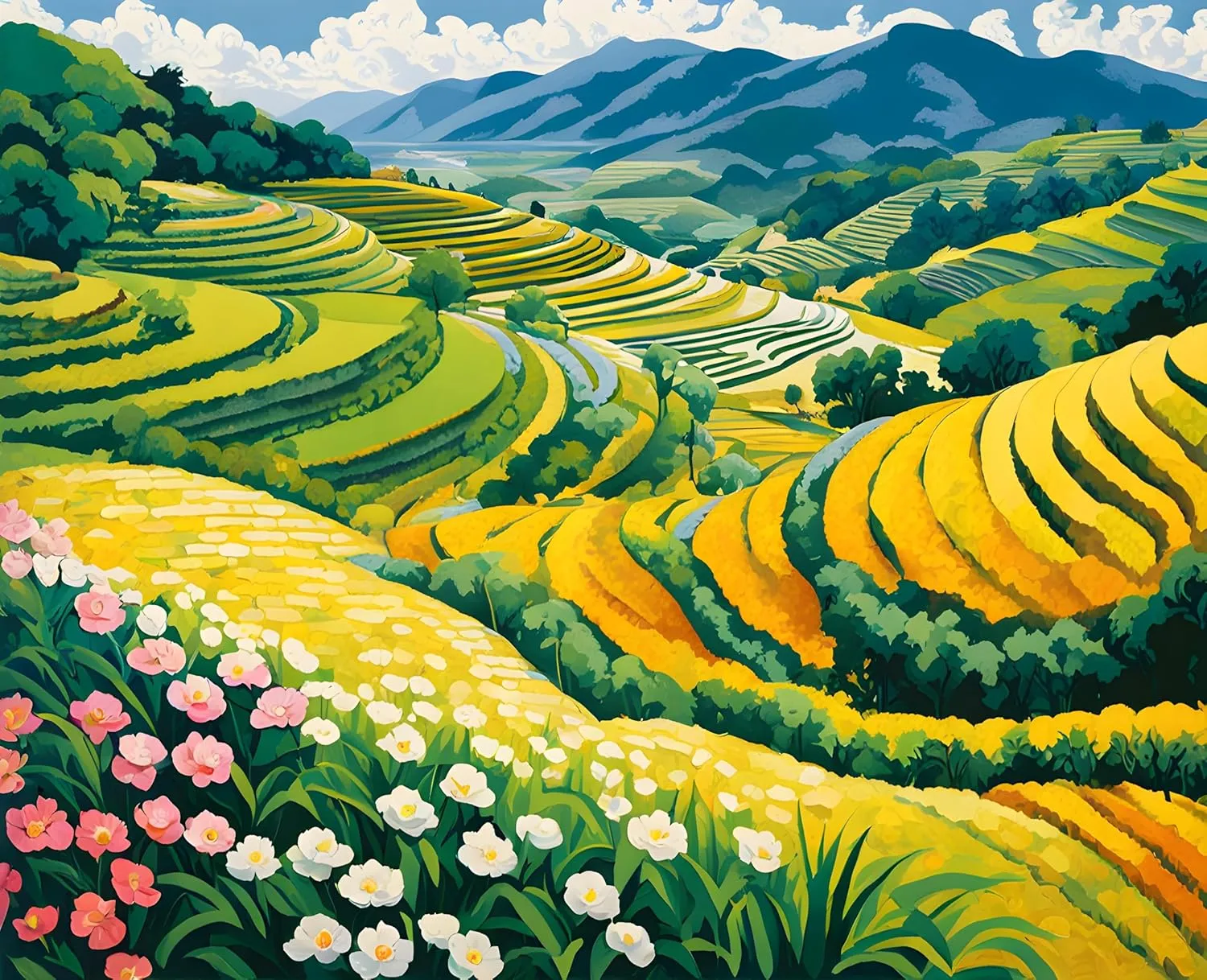 Generic Japan Collection PD (21) - Oyama Rice Terrace, Kamogawa - Van-Go Paint-by-Number Kit 60x75cm no Frame