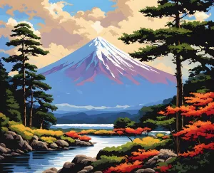 Generic Japan Collection PD (26) - Mt. Fuji - Van-Go Paint-by-Number Kit 50x65cm DIY Frame