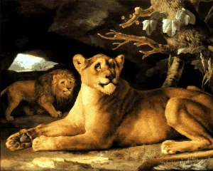 Generic Lions Collection PD - (21) - Lion and Lioness by George Stubbs - Van-Go Paint-by-Number Kit 50x65cm DIY Frame