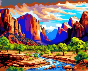 Generic National Parks Collection PD (2) - Zion Park, USA - Van-go Paint-by-Number Kit 40CMx50CM no Frame