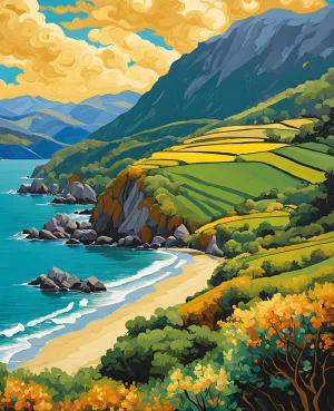 Generic New Zealand Collection PD (20) - Cable Bay, Nelson - Van-Go Paint-by-Number Kit 60x75cm no Frame