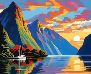 Generic New Zealand Collection PD (7) - Milford Sound - Van-Go Paint-by-Number Kit 60x75cm no Frame