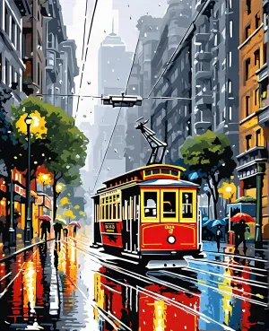 Generic Rainy San Francisco Cable Car Line - Van-Go Paint-by-Number Kit 50x65cm w/o Frame