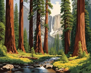 Generic Redwood Forest, Yosemite Valley (2) - Van-Go Paint-by-Number Kit 40x50cm w/o Frame
