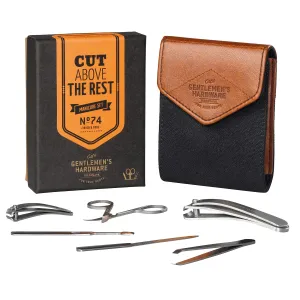 Gentlemen's Hardware - 6-Piece Cut Above the Rest Manicure Set, w/ Wax-Canvas Case, Stainless Steel, Versatile, Convenient (Charcoal Black)