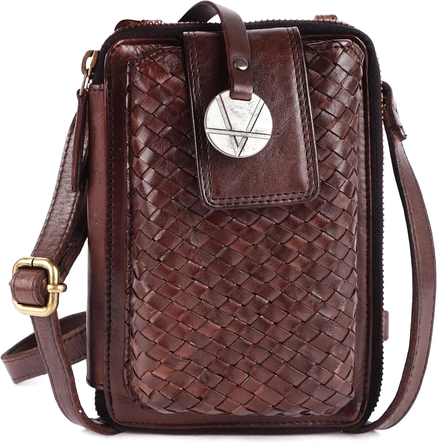 Genuine Leather Small Leather Crossbody Bags For Women Cell Phone Purse, Trendy Casual Detachable Strap