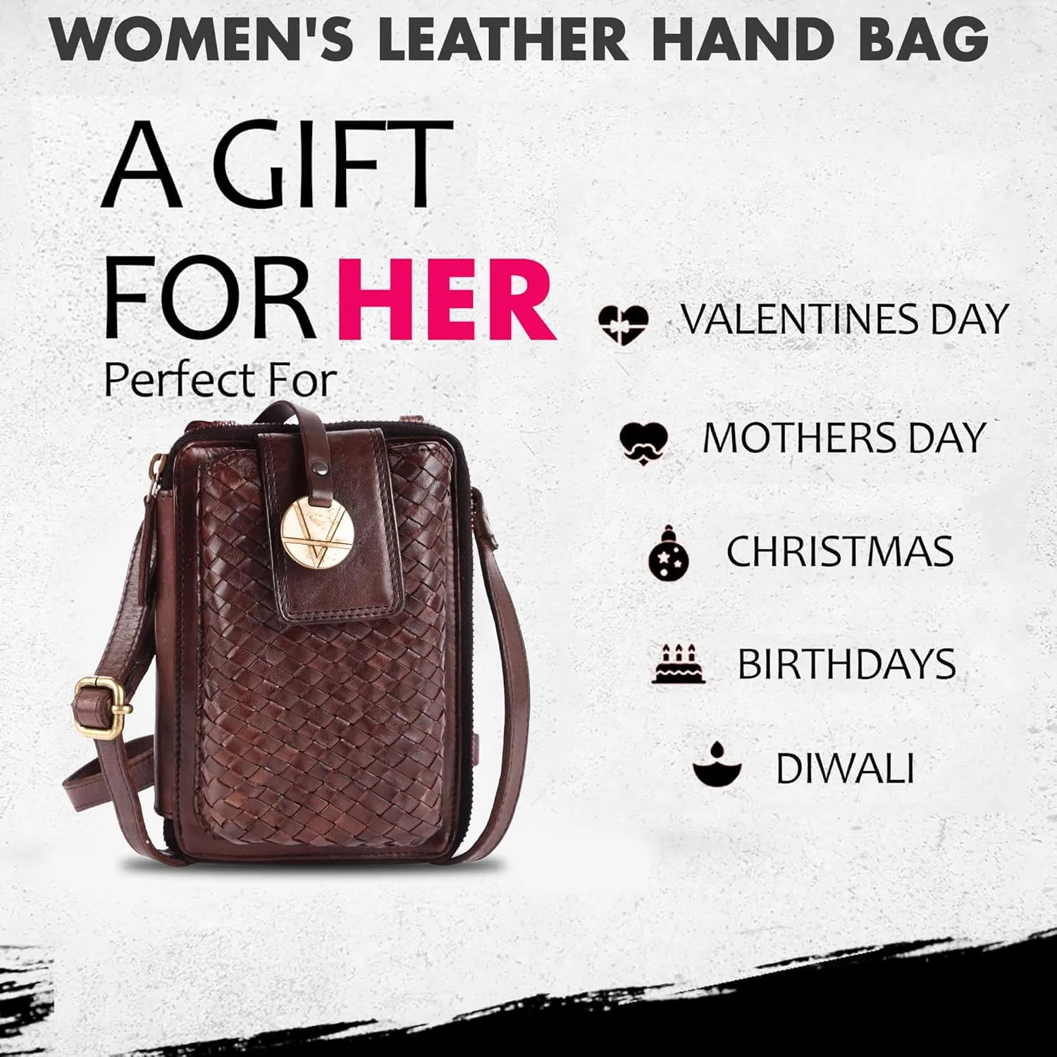 Genuine Leather Small Leather Crossbody Bags For Women Cell Phone Purse, Trendy Casual Detachable Strap