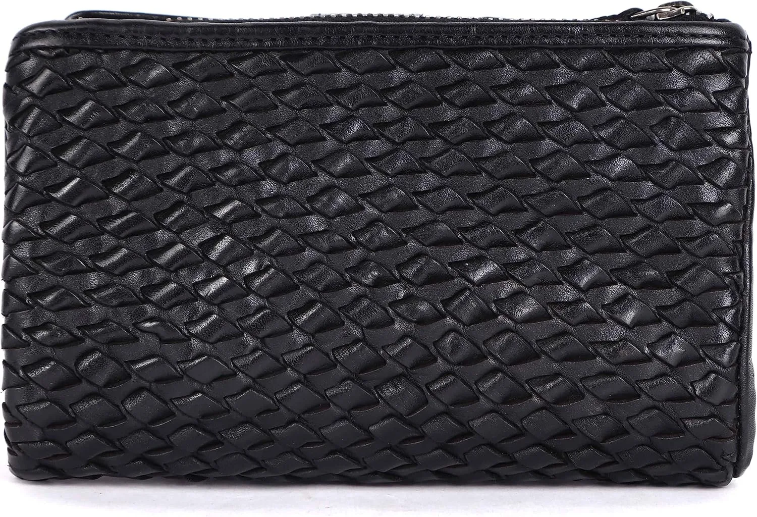 Genuine Leather Wallets for Women, Small Wallet for Ladies Zipper Coin Purse Credit Card Holder with Strap (VL-163-BLACK)