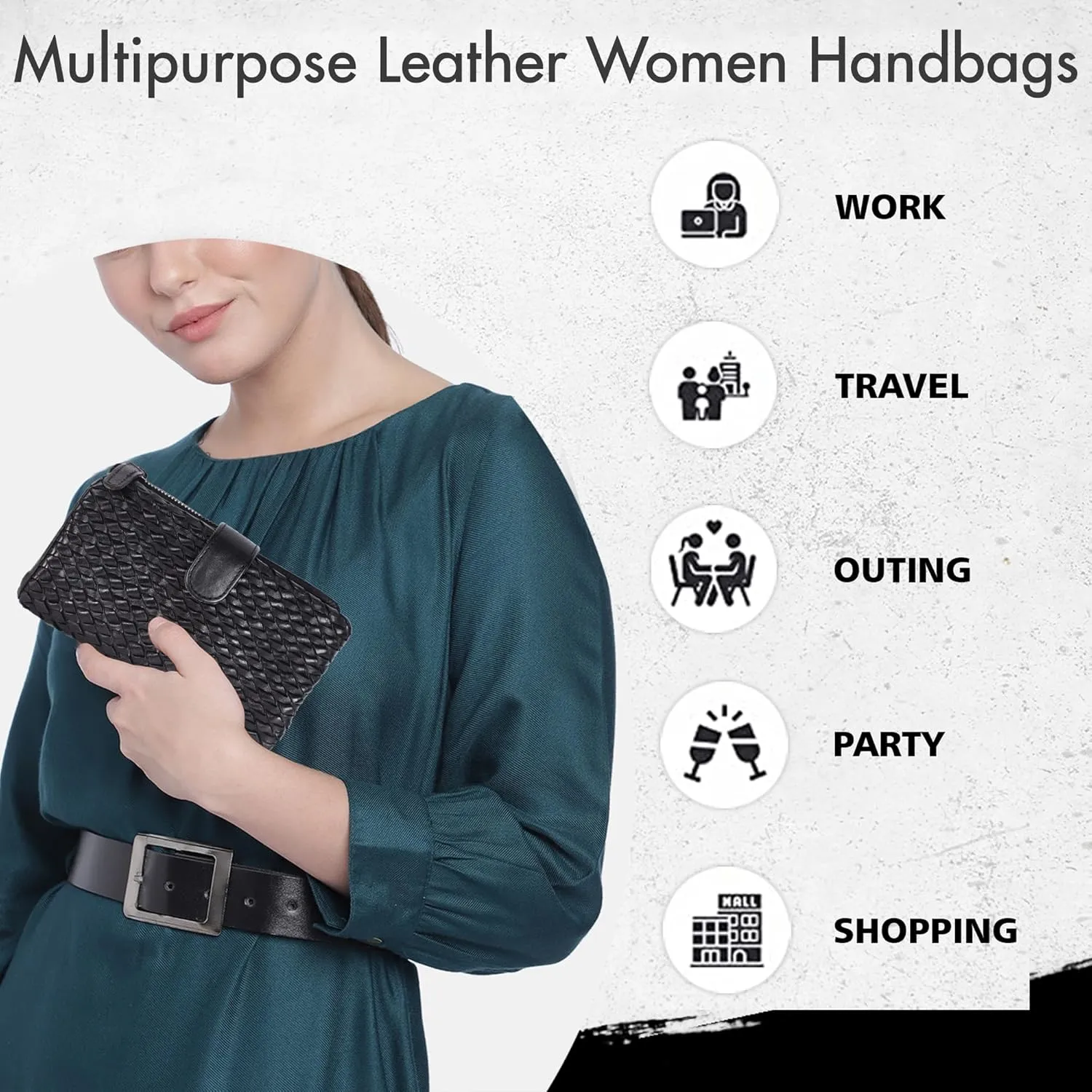 Genuine Leather Wallets for Women, Small Wallet for Ladies Zipper Coin Purse Credit Card Holder with Strap (VL-163-BLACK)