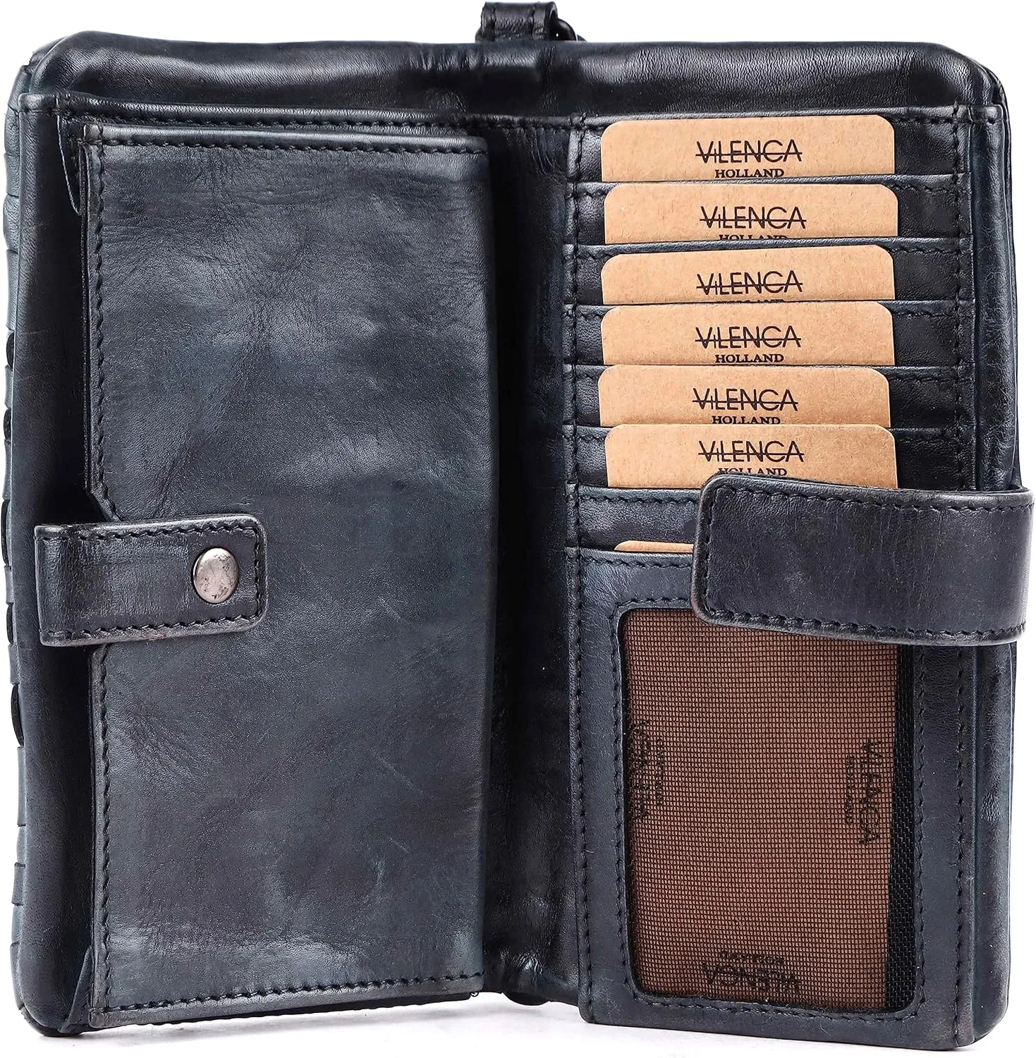 Genuine Leather Wallets for Women, Small Wallet for Women Zipper Coin Purse Credit Card Holder with Strap (VL-158-GREY)