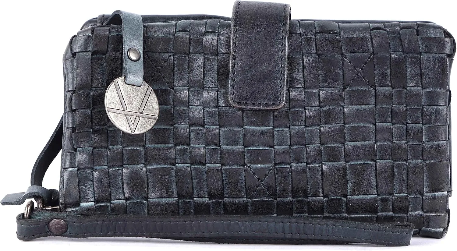 Genuine Leather Wallets for Women, Small Wallet for Women Zipper Coin Purse Credit Card Holder with Strap (VL-158-GREY)
