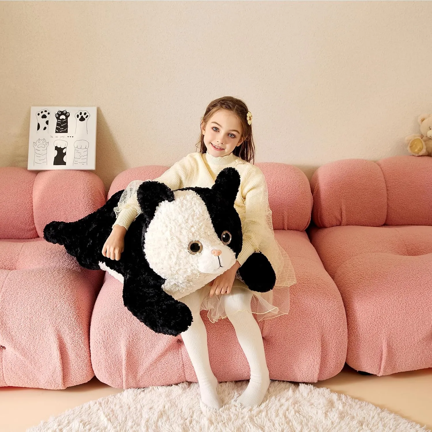 Giant Cat Stuffed Animal Plush Soft Toy,30" Large Toys Jumbo Cute Big Size Huge Plushy Fluffy Oversized Fat Plushie,Birthday Gifts for Kid