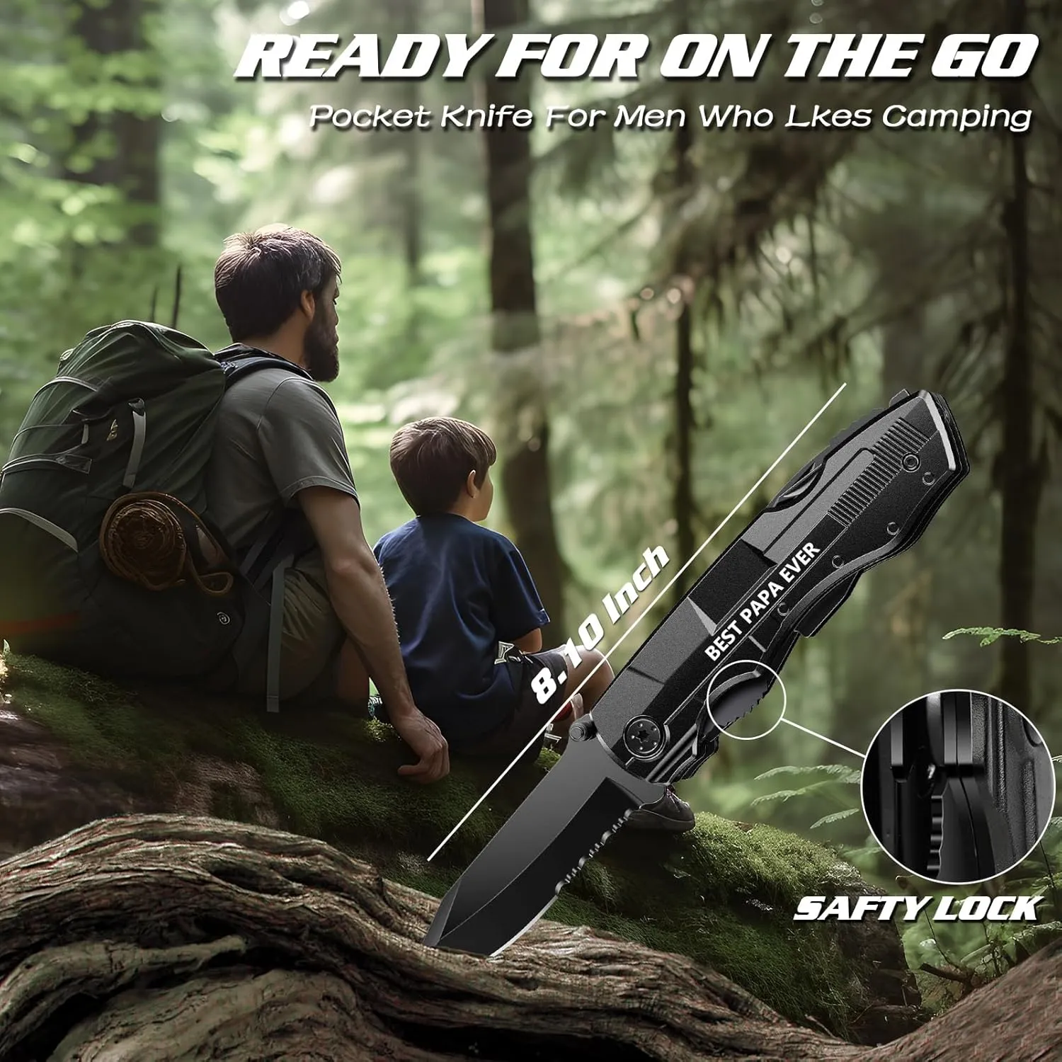 Gifts for Papa from Daughter Son Grandkids,Fathers Day Birthday Christmas Papa Gifts,Multitool Knife "BEST PAPA EVER",Multi tool for Climbing,Camping,Cycling,Hiking