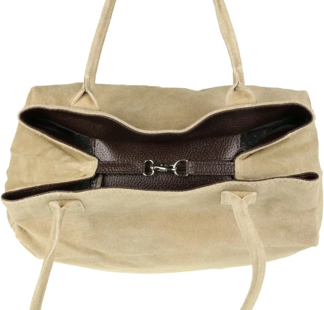 Girly HandBags Womens Expandable Italian Suede Leather Shoulder Bag