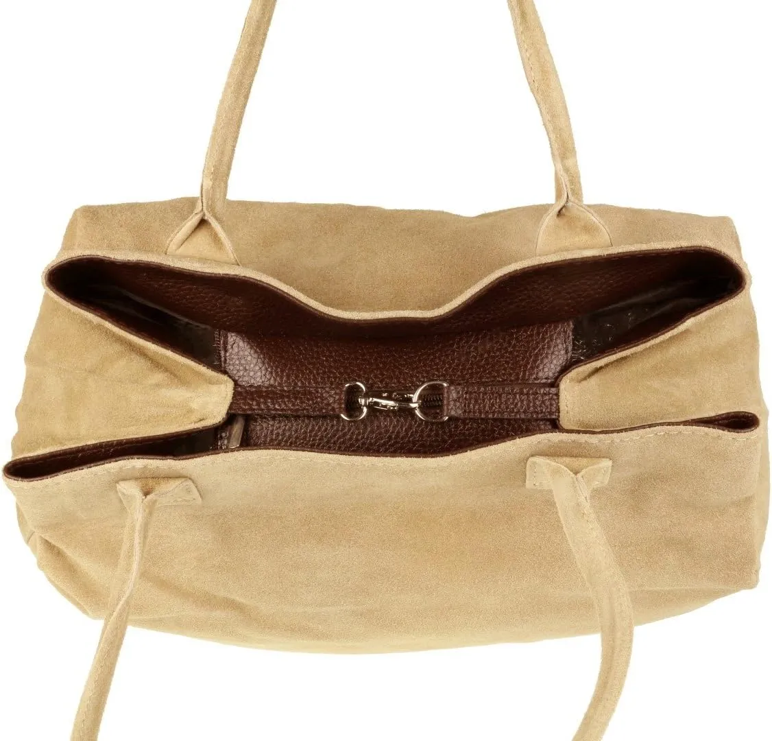 Girly HandBags Womens Expandable Italian Suede Leather Shoulder Bag