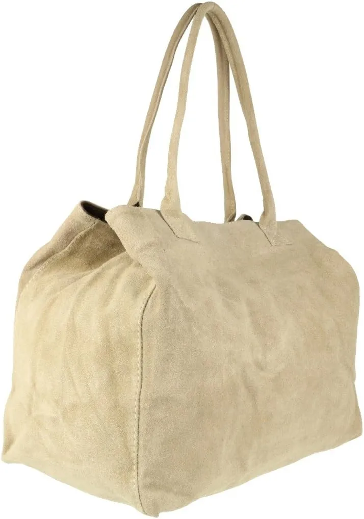 Girly HandBags Womens Expandable Italian Suede Leather Shoulder Bag