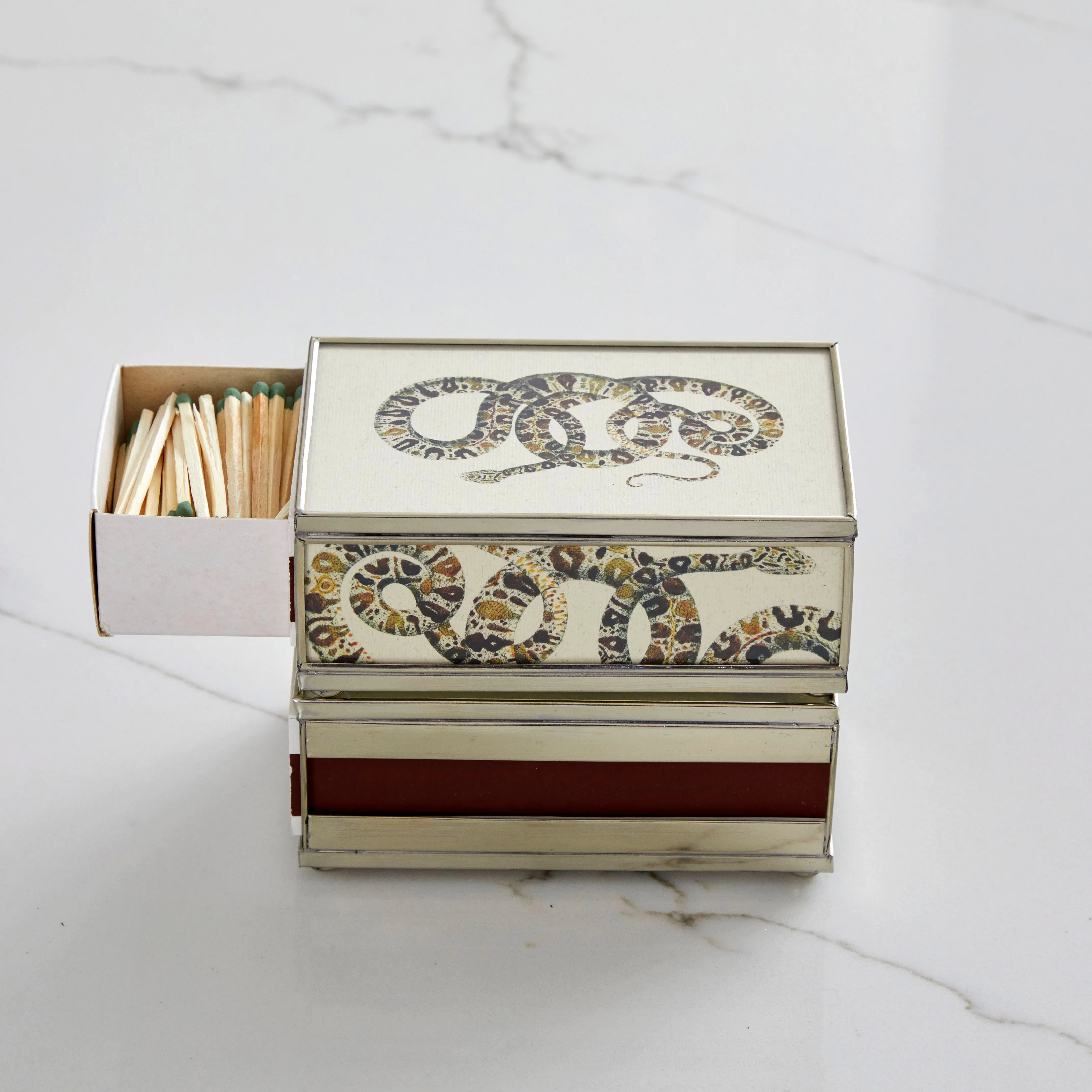 Glass Matchbox Cover-White Lizard