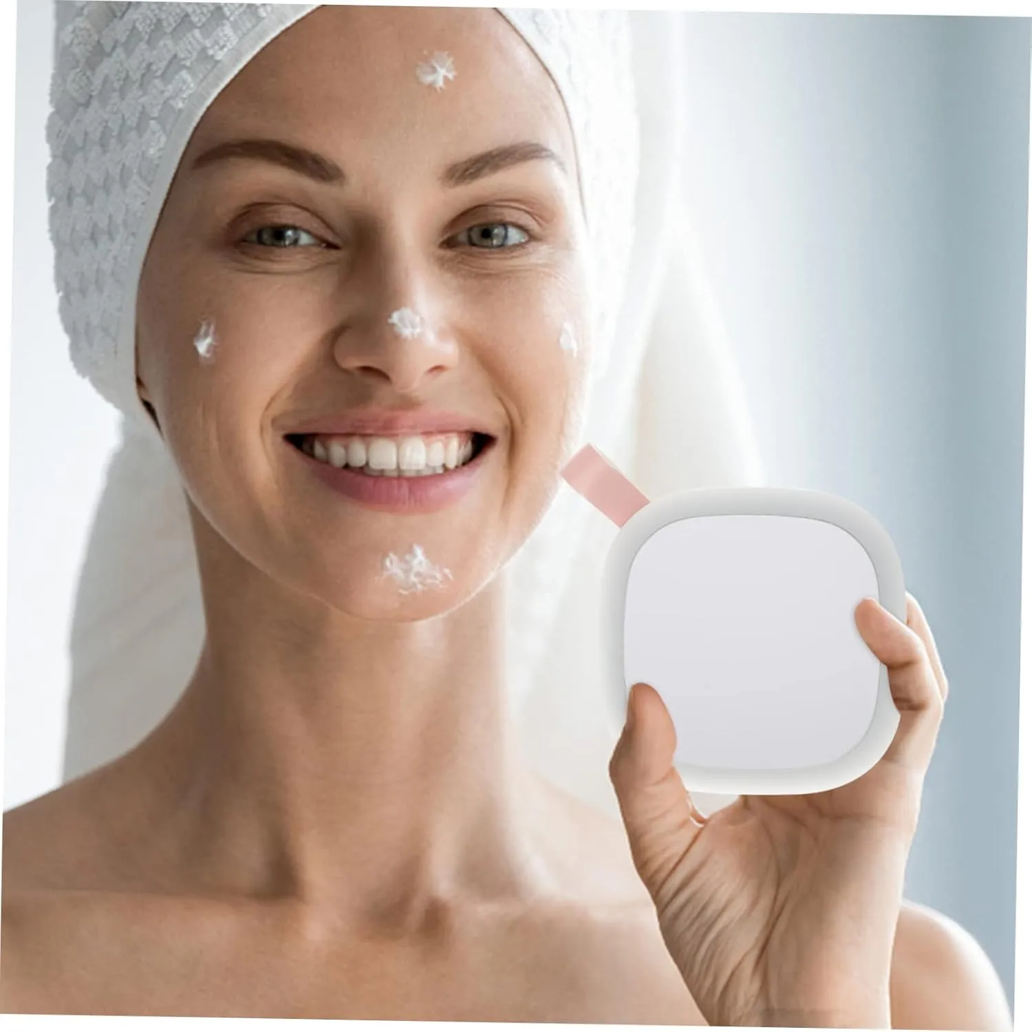 GLEAVI LED Makeup Mirror Portable Compact Two Sided Mirror with USB Rechargeable LED Lights Lightweight Design for Outdoor Use for Daily Makeup and Travel Present for Any Occasion
