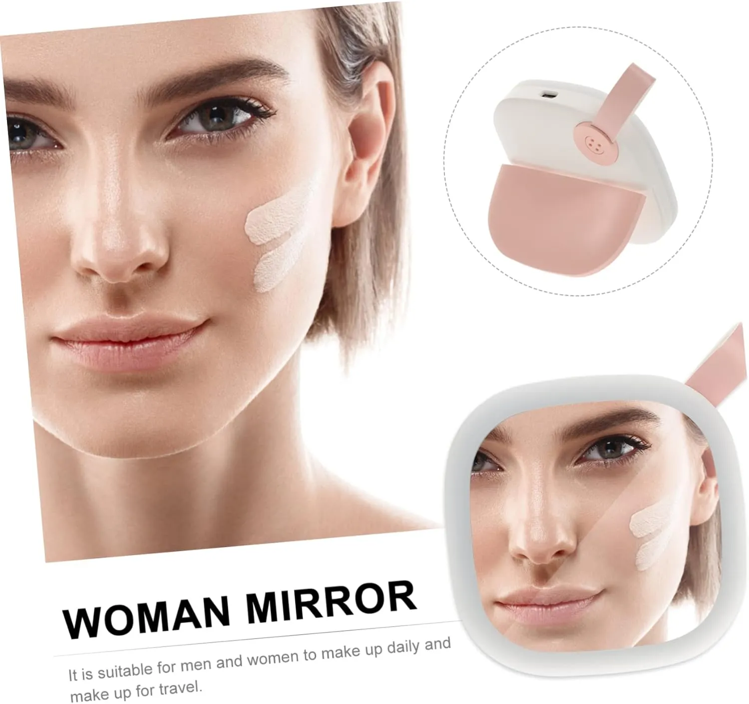 GLEAVI LED Makeup Mirror Portable Compact Two Sided Mirror with USB Rechargeable LED Lights Lightweight Design for Outdoor Use for Daily Makeup and Travel Present for Any Occasion