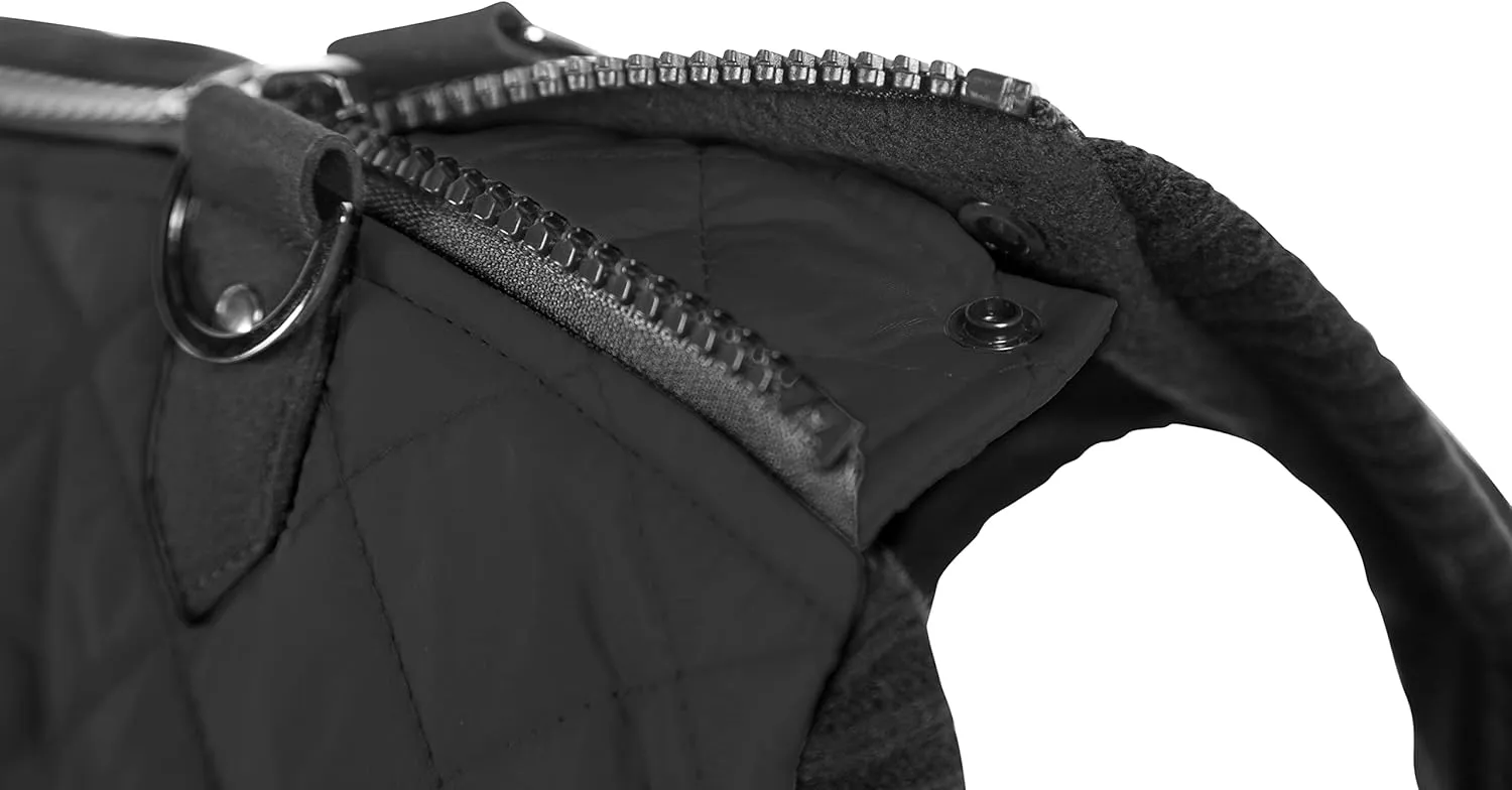 Gooby Fashion Vest Dog Jacket - Black, Large - Warm Zip Up Dog Bomber Vest with Dual D Ring Leash - Winter Water Resistant Small Dog Sweater - Dog Clothes for Small Dogs Boy or Medium Dogs