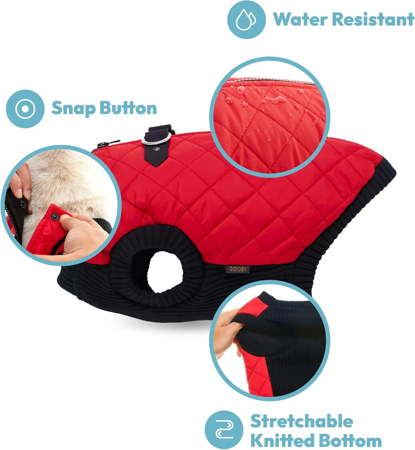 Gooby Fashion Vest Dog Jacket - Black, Large - Warm Zip Up Dog Bomber Vest with Dual D Ring Leash - Winter Water Resistant Small Dog Sweater - Dog Clothes for Small Dogs Boy or Medium Dogs