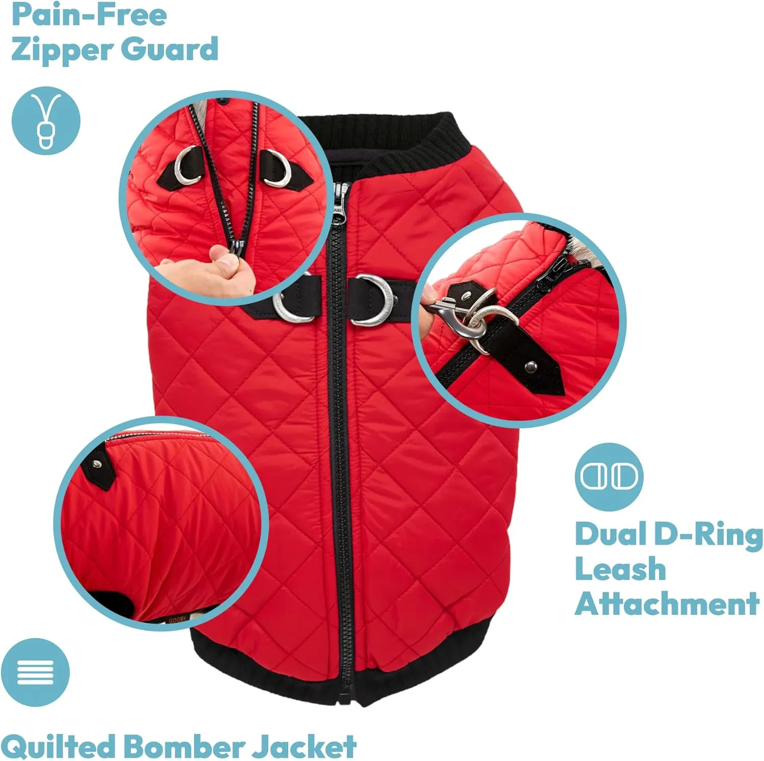 Gooby Fashion Vest Dog Jacket - Black, Large - Warm Zip Up Dog Bomber Vest with Dual D Ring Leash - Winter Water Resistant Small Dog Sweater - Dog Clothes for Small Dogs Boy or Medium Dogs