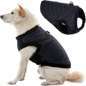 Gooby Fashion Vest Dog Jacket - Black, Large - Warm Zip Up Dog Bomber Vest with Dual D Ring Leash - Winter Water Resistant Small Dog Sweater - Dog Clothes for Small Dogs Boy or Medium Dogs