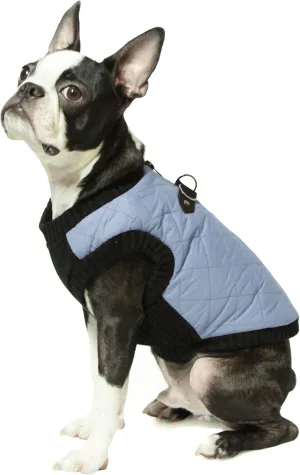 Gooby Fashion Vest Dog Jacket - Gray, Large - Warm Zip Up Bomber Vest with Dual D Ring Leash - Winter Water Resistant Sweater - Clothes for Small or Medium Dogs