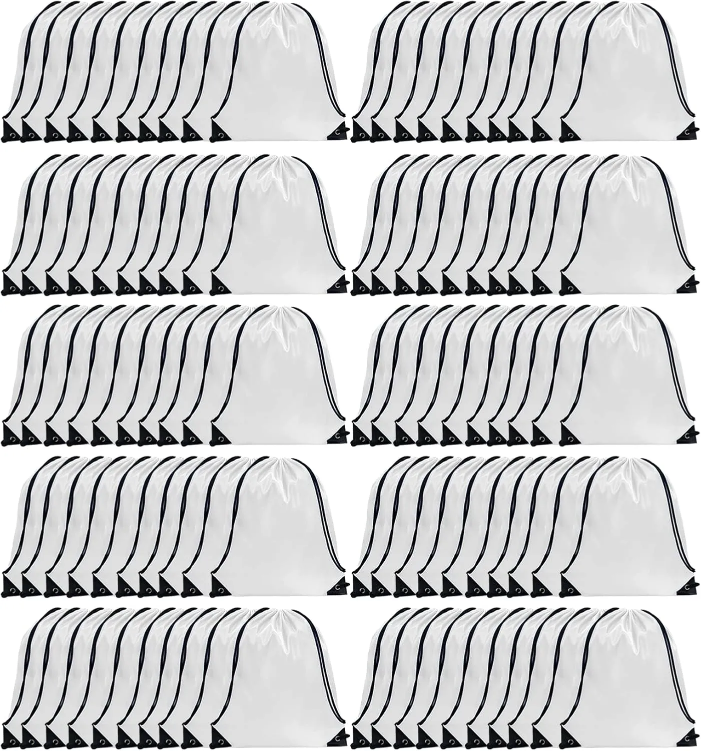 GoodtoU Drawstring Backpack Bulk, 100 Pcs Draw String Bags Cinch Bag Drawstring Gym Bag Sackpack Drawstring Bags for Women Men, White