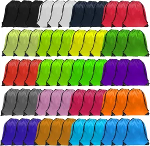 GoodtoU Drawstring Backpacks, Drawstring Bags Nylon Backpack Draw String Back Bag Bulk Cinch Sack Drawstring Gym Bag Drawstring Backpack for Sport, Traveling, Team (20 Colors, 100Pcs)