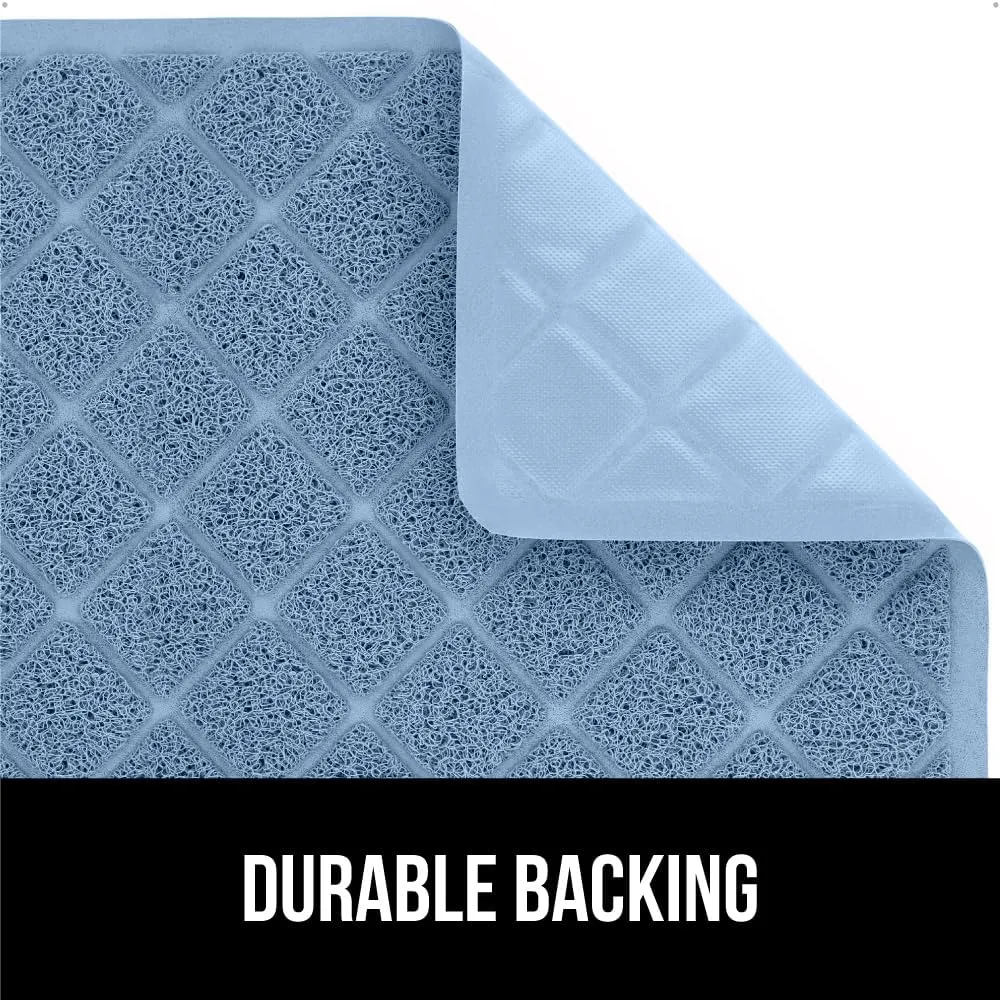 GORILLA GRIP Cat Litter Box Mat, Water Resistant Kitty Litter Trapping Mat, Textured Backing, Easy to Clean, Less Waste and Clean Floors, Kitten Supplies for Indoor Cats, Soft on Paws, 24x17 Lt Blue