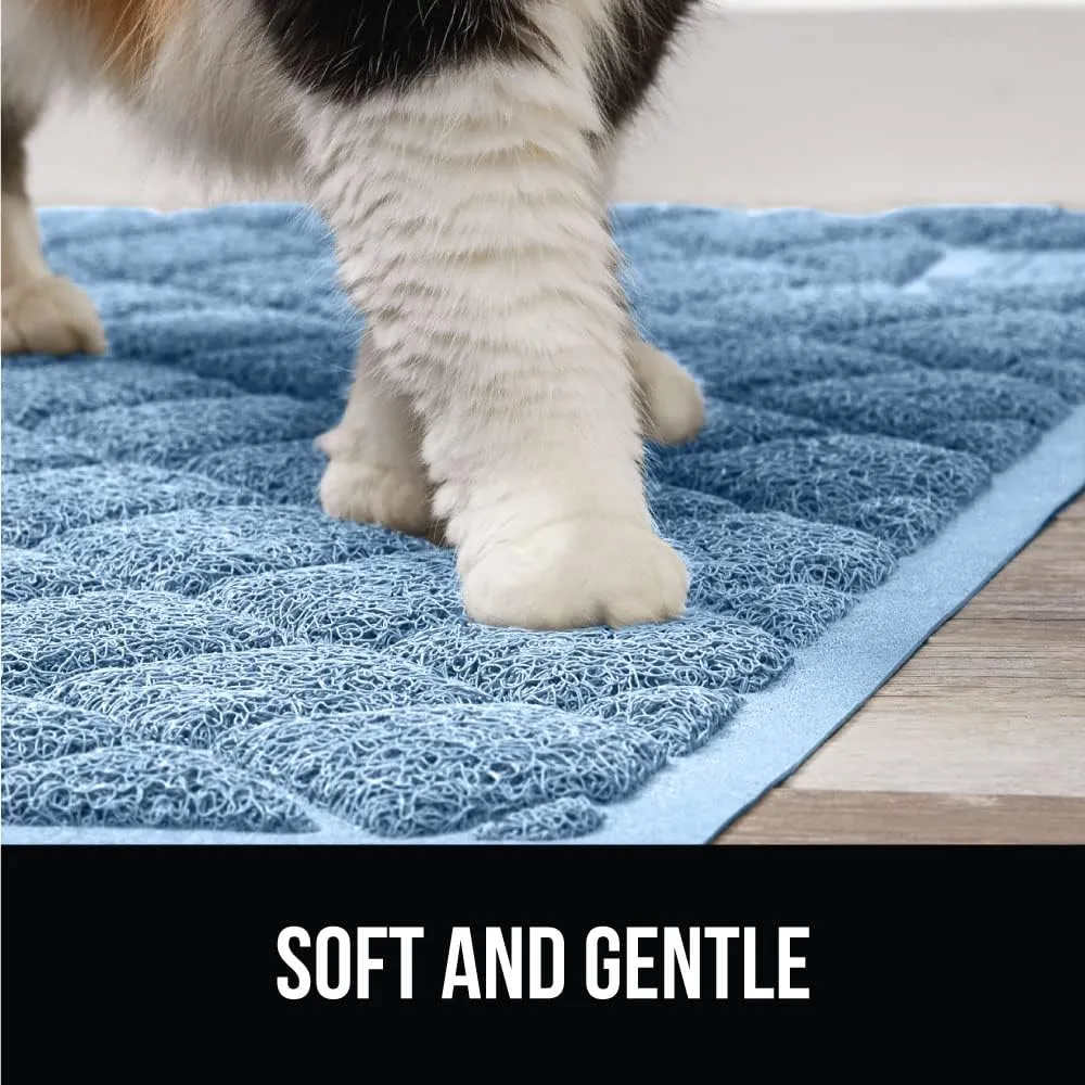 GORILLA GRIP Cat Litter Box Mat, Water Resistant Kitty Litter Trapping Mat, Textured Backing, Easy to Clean, Less Waste and Clean Floors, Kitten Supplies for Indoor Cats, Soft on Paws, 24x17 Lt Blue