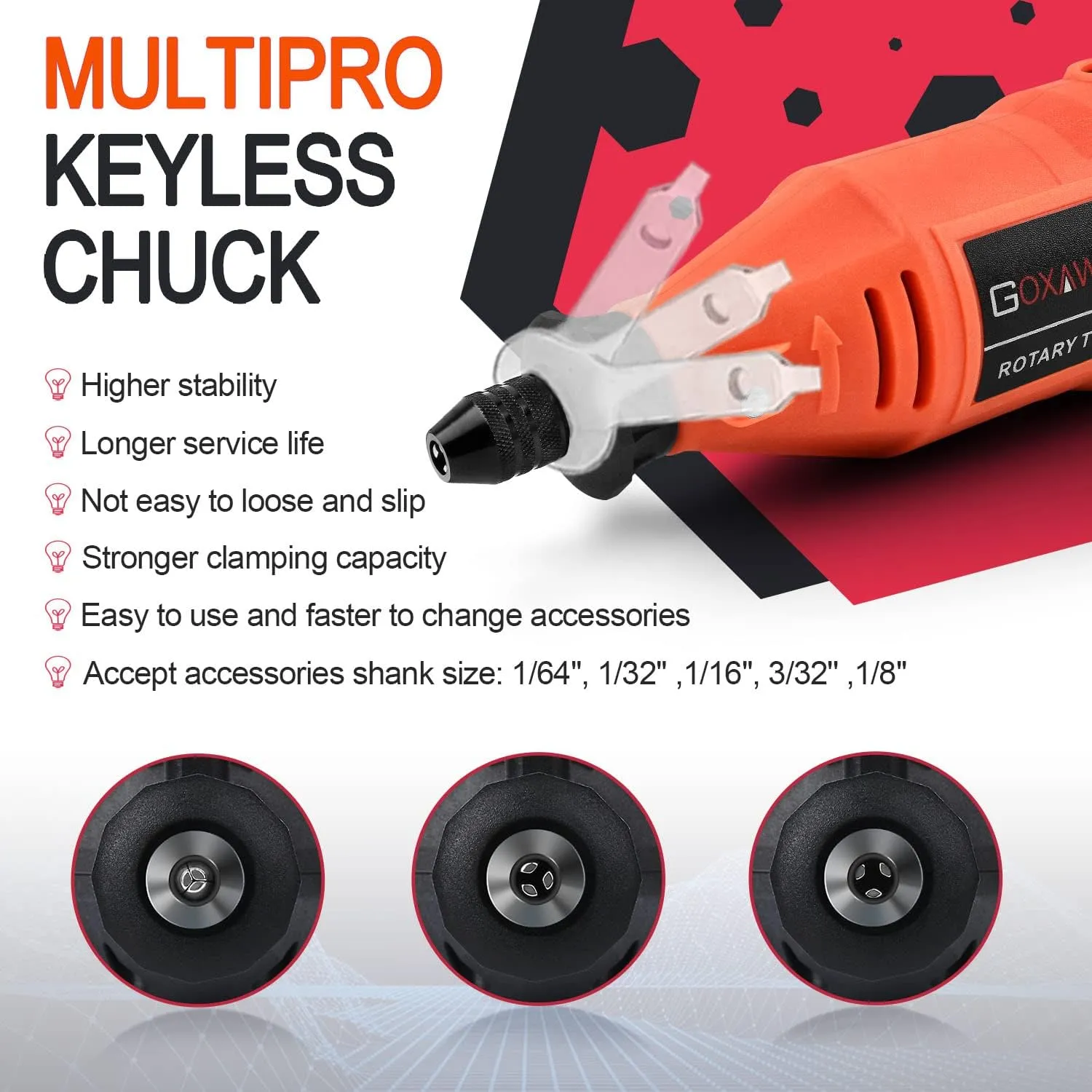 GOXAWEE Rotary Tool Kit with Keyless Drill Chuck and Flex Shaft, Variable Speed Electric Multiuse Tool & 140 Accessories for Cutting, Drilling, Engraving, Grinding, Sanding, Polishing, Crafts, and DIY