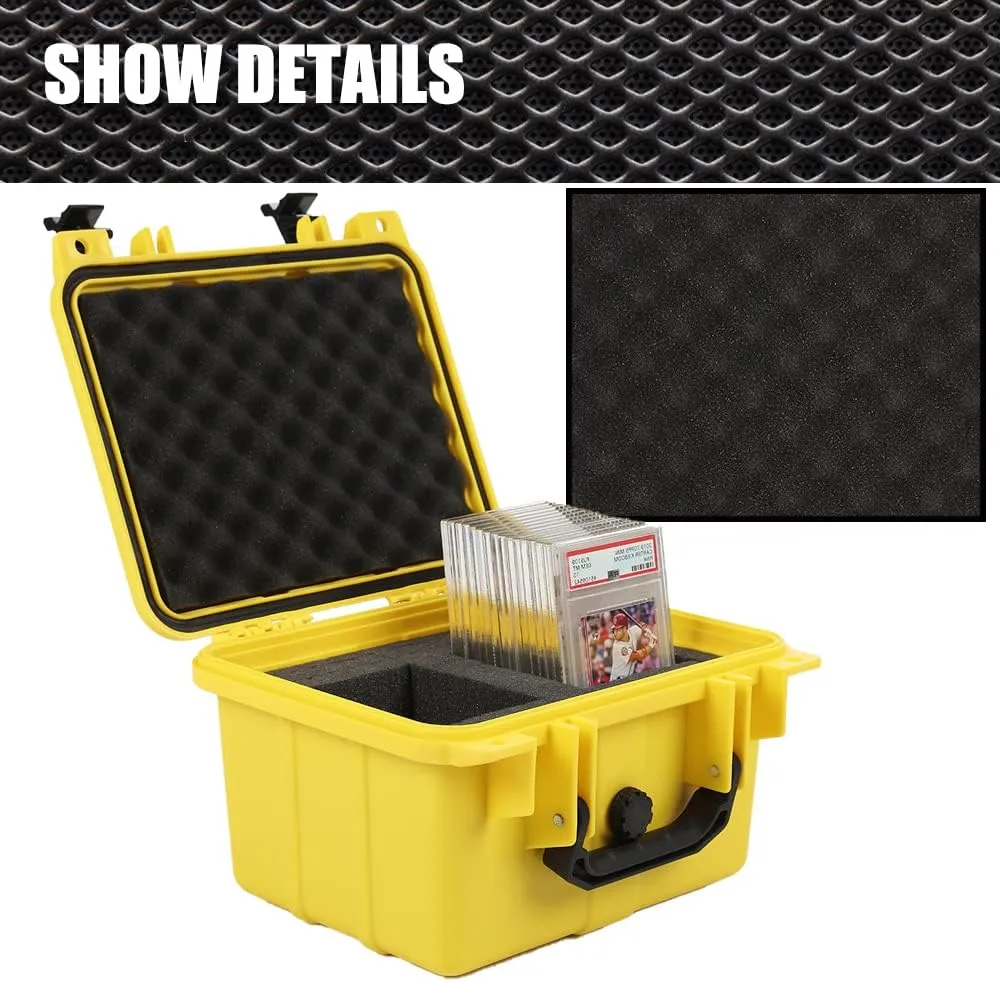 Graded Card Storage Box Compatible with PSA BGS SGC One Touch Deep Travel Size Weatherproof Case Waterproof Slab with Impact Absorbing Dual Foam Slots(Yellow)