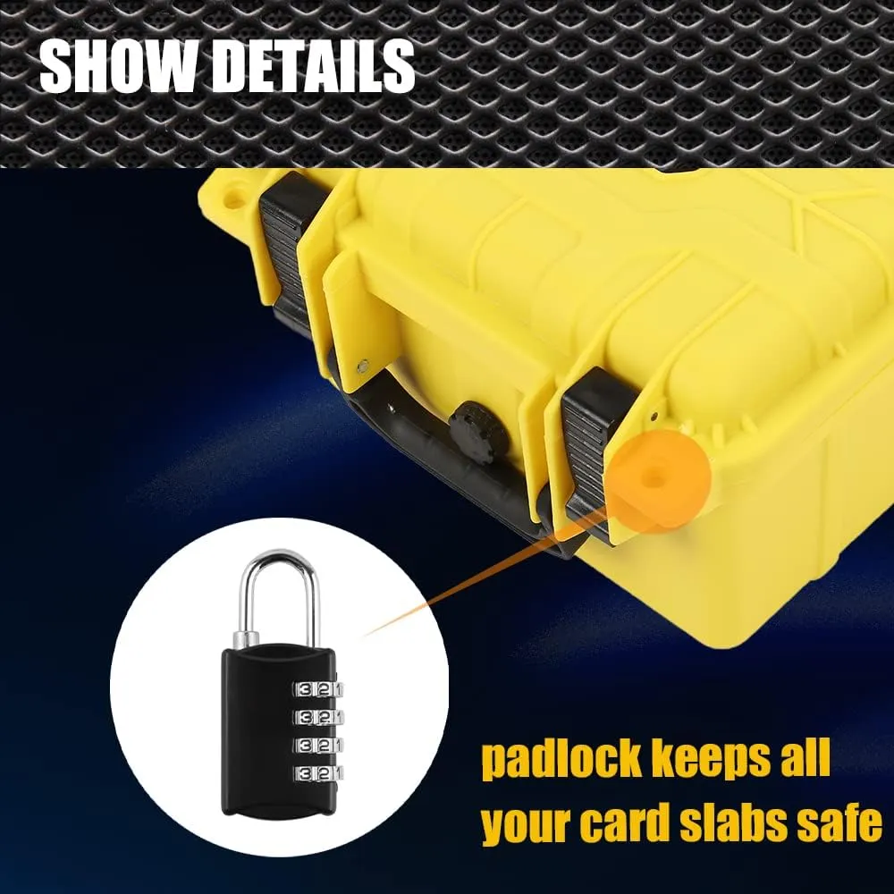 Graded Card Storage Box Compatible with PSA BGS SGC One Touch Deep Travel Size Weatherproof Case Waterproof Slab with Impact Absorbing Dual Foam Slots(Yellow)