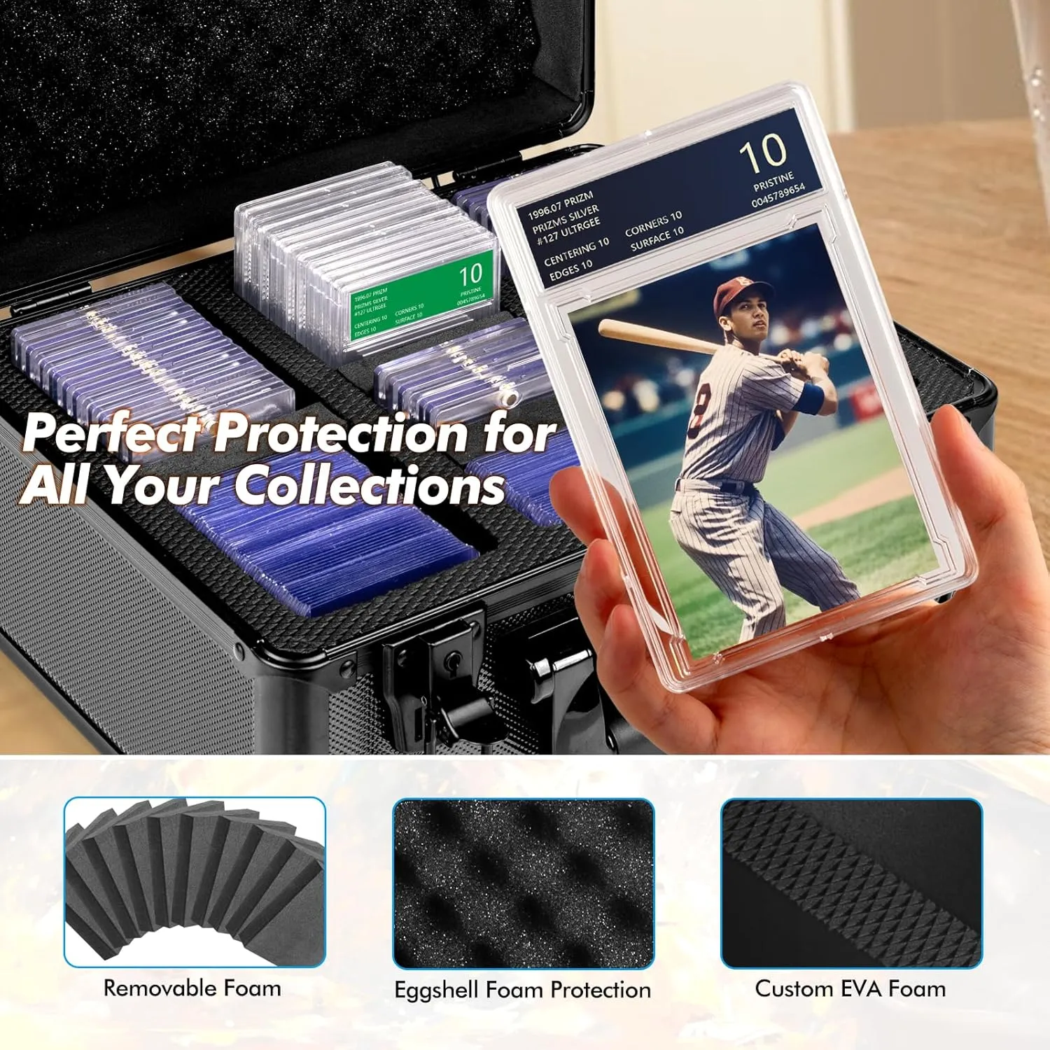 Graded Card Storage Box, Top Loaders Storage Case, Sports Trading Card Box, Cards Slab Case PSA MTG CSG BGS SGC One Touch Magnetic Card Holder, Collector Waterproof Carrying Boxes (Large)