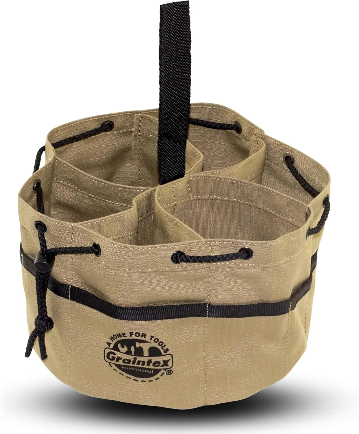 Graintex 18 Pockets Grab Bag Khaki Color Rip-stop Canvas Drawstring Closure, Small Parts Organizer, Small Tools, Screws, Parts, Parachute Tool Bag for Efficient Storage to Essential Items - GB2897