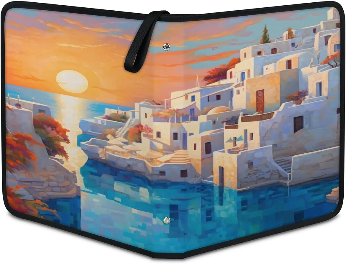 Greek City-States 3 Ring Trading Zipper Binder Strap, Trading Card Binder 4 Pocket, 400 Pockets Card Holder with 50 Removable Sleeves for Game Cards