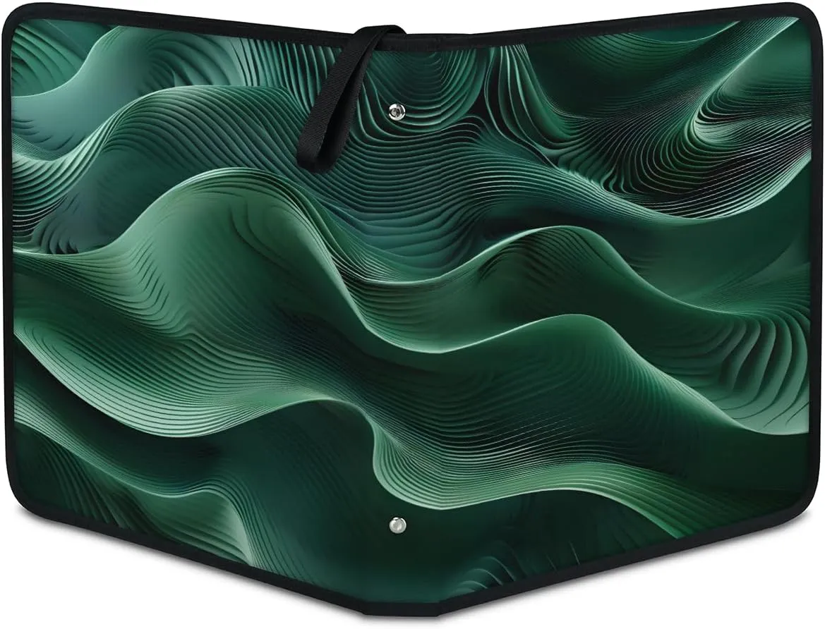 Green 3 Ring Trading Zipper Binder Strap, Trading Card Binder 4 Pocket, 400 Pockets Card Holder with 50 Removable Sleeves for Game Cards