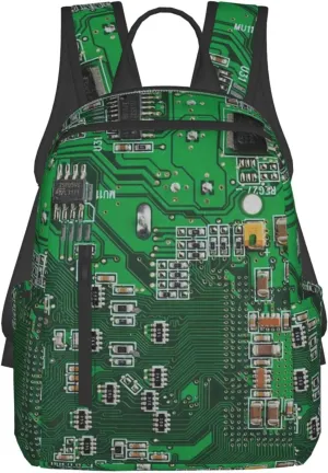 Green Computer Circuit Board Stylish Casual Backpack Bag For Women Multipurpose Laptop Backpacks Computer Daypack For Men Picnic Travel Hiking