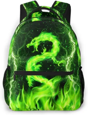 Green Dragon Backpack for Boys Girls Kids Animal Backpacks Cool Lighting Bookbags for 2nd 3rd 4th 5th 6th Grade Back to School Gifts
